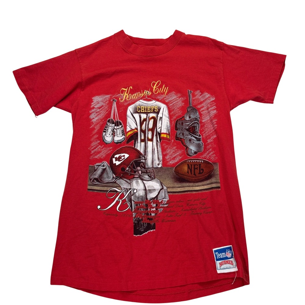 Nutmeg Kansas City Chiefs Mens L Vintage Single Stitch Red Graphic T-Shirt NFL